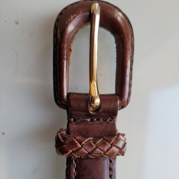 Cole Haan Brown Leather Woven Belt Size M/L - Picture 7 of 7